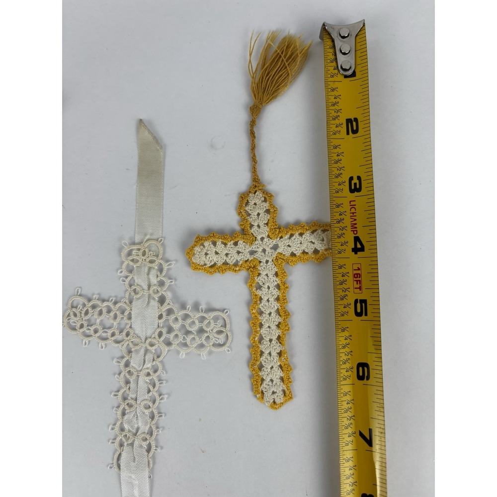 Vintage Crocheted Religious Cross Bookmarks Bible Church Handmade Lot (3) - Picture 7 of 7